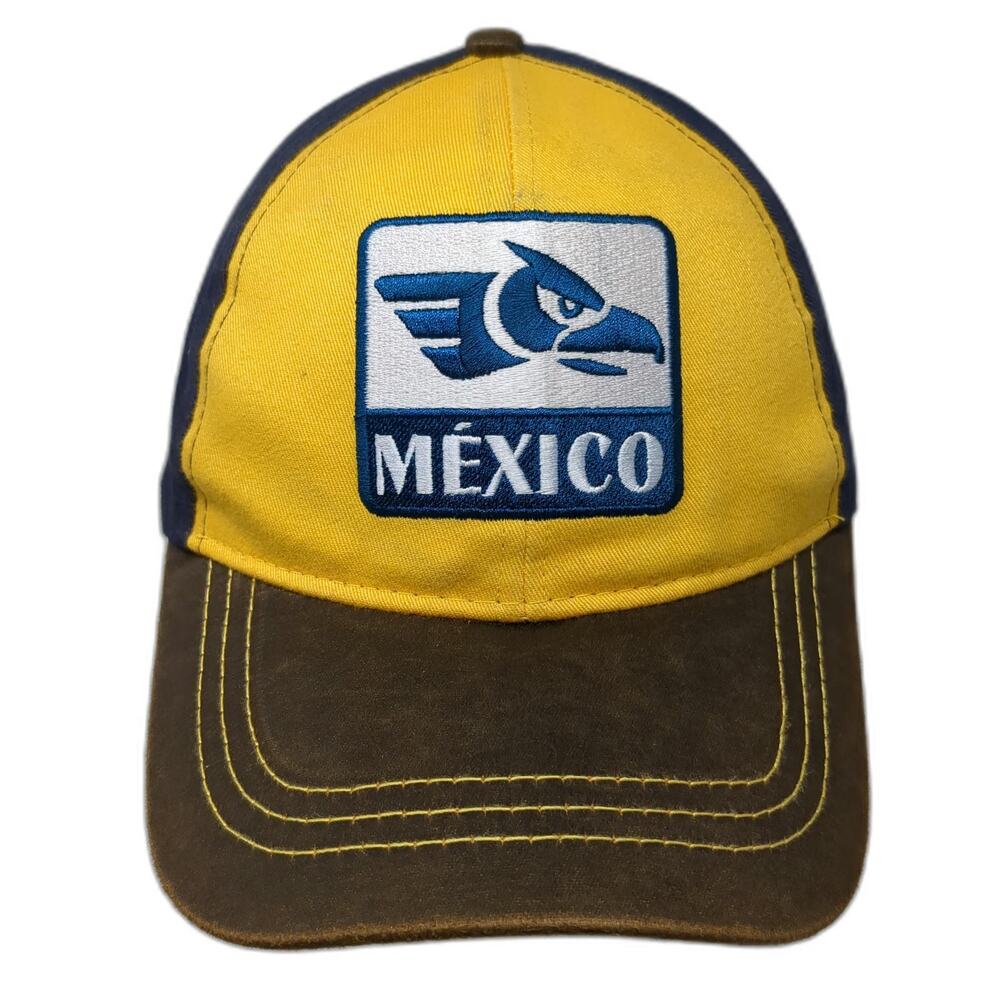 Morpho Baseball Cap Yellow Blue Brown One Size Mexico Eagle Patch Slideback Hat